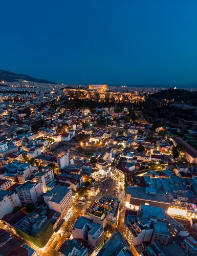 Monastiraki square Athens aerial view