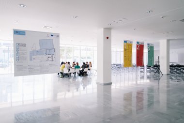 URBAN RESILIENCE - Athenians having a workshop at Serafeio, the new Athens community center housing atheltic facilities and a playground, two swimming pools, and group meeting spaces.