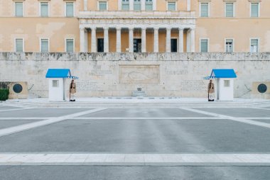 Evzones outside the Greek Parliament