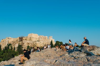 People at Areopagus Hill in Athens