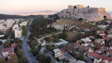 Acropolis Hill and Areiopagitou Street in Athens