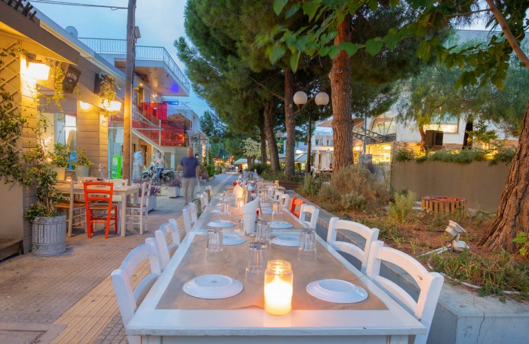 Pavement dining in Posidonos Street, Voula, Athens Riviera