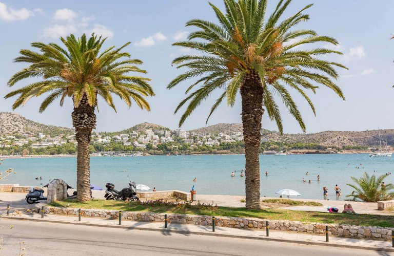 seaside walkway on Vouliagmeni Bay, Athens Riviera