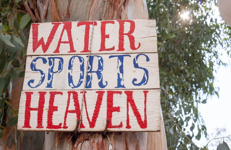 Vouliagmeni watersports sign, Athens Riviera