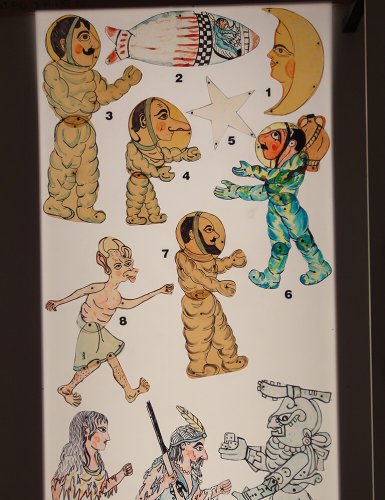 Karagiozi shadow puppet cut-outs. | Courtesy: Spathario Museum of Shadow Theatre