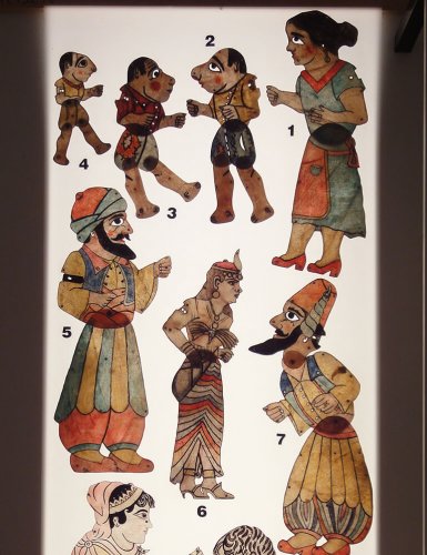 Karagiozi shadow puppet cut-outs. | Courtesy: Spathario Museum of Shadow Theatre