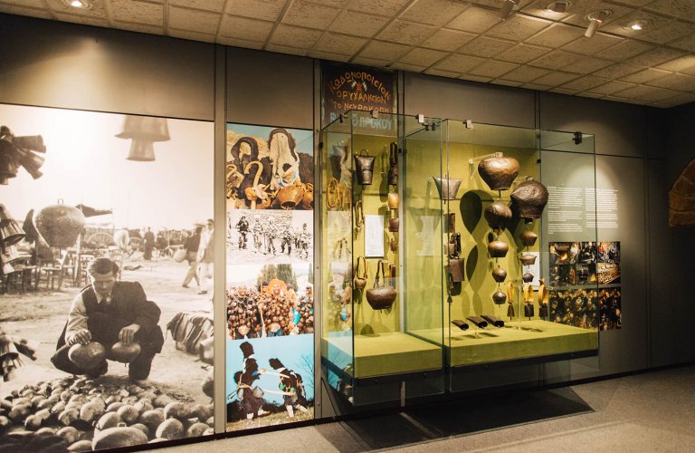 Forge bells (koudhounia). View of the idiophones exhibition. | Photo: Thomas Gravanis