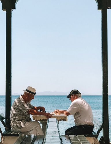 Old men playing chess, Faliro seaside, Athens