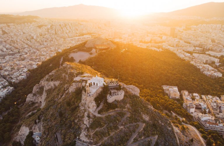 Kolonaki Lycabettus Hill aerial view Athens 