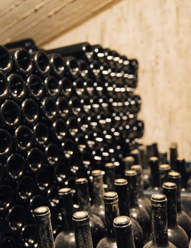 bottles of wine at Mylonas winery