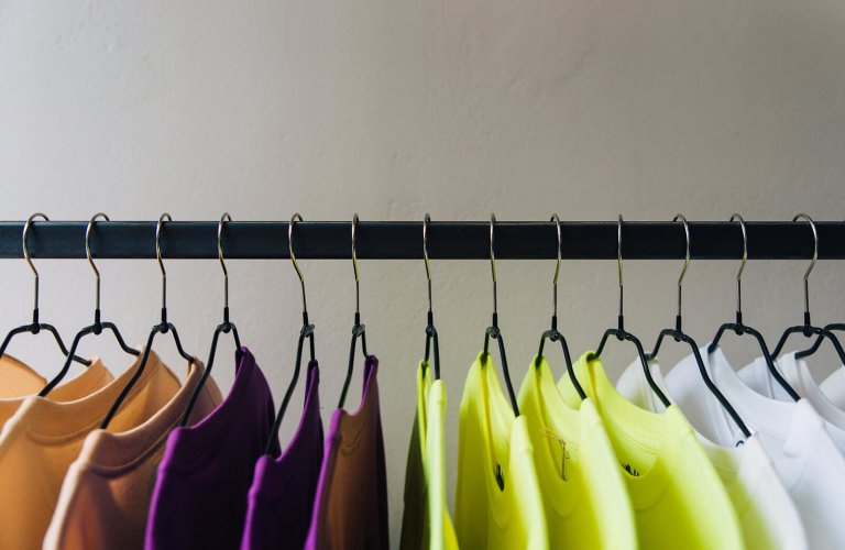 racks of t-shirts at Pitch clothes store in Athens