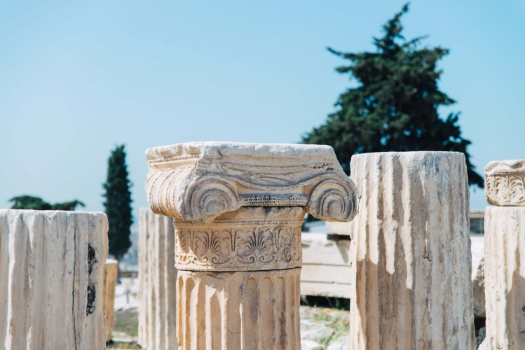 marble columns atop the Acropolis Hill in Athens