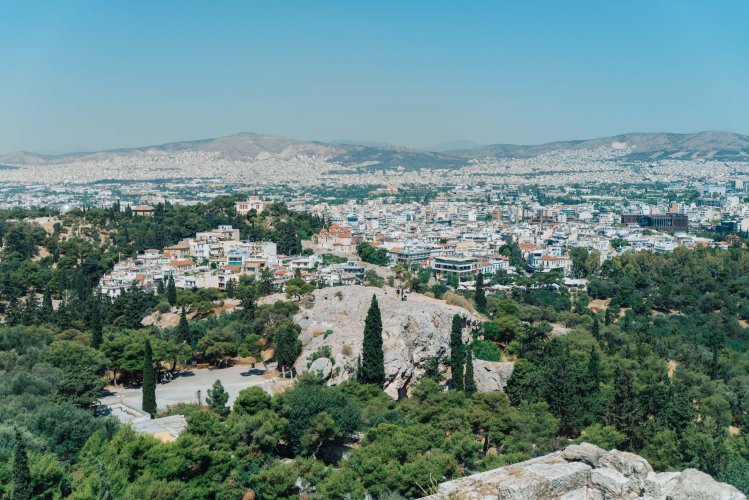 a view of Athens from atop the Acropolis Hill
