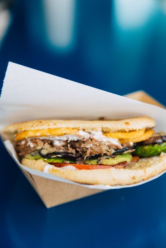 an alternative souvlaki wrap from Dirty Mani in Athens