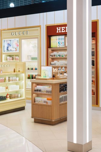 Gucci and Hermes stores in the duty free areas.