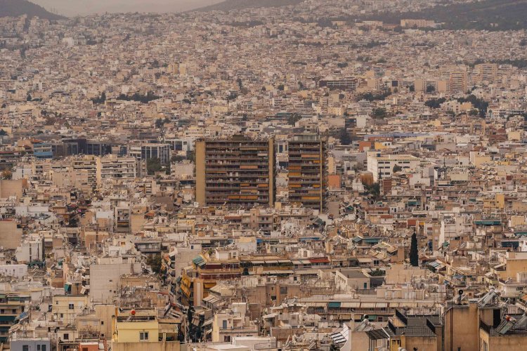 Athenian skyline and blocks of flats.