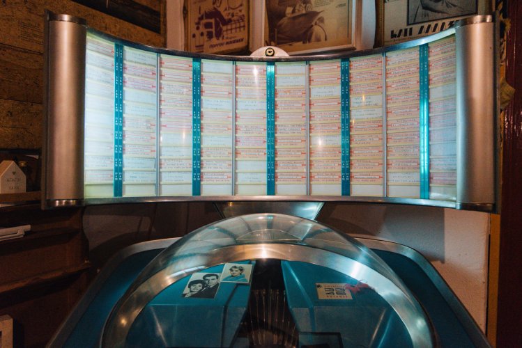 a vintage jukebox machine. 