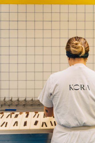 a pastry chef making pain au chocolat.