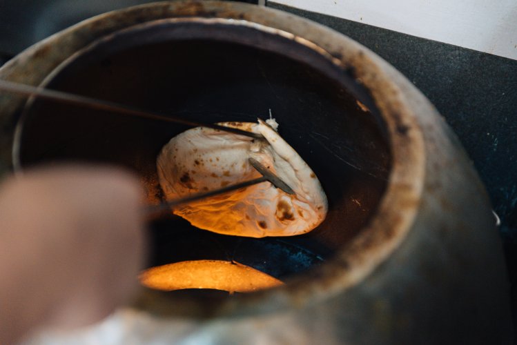 naan in the oven. 