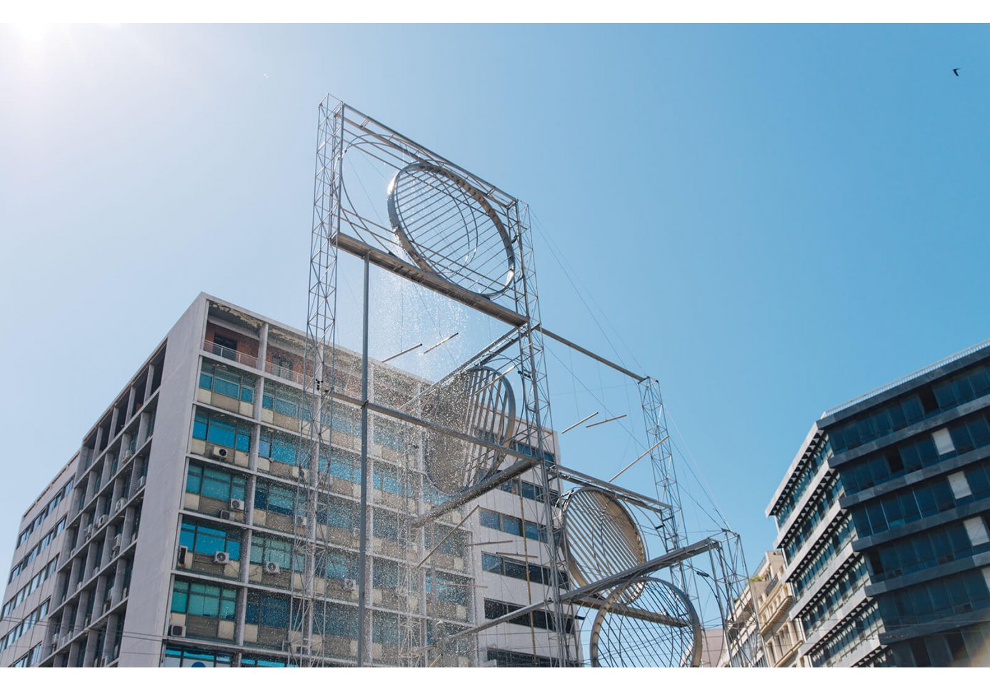 Zongolopoulos hydrokinetic statue at Omonia Square in Athens