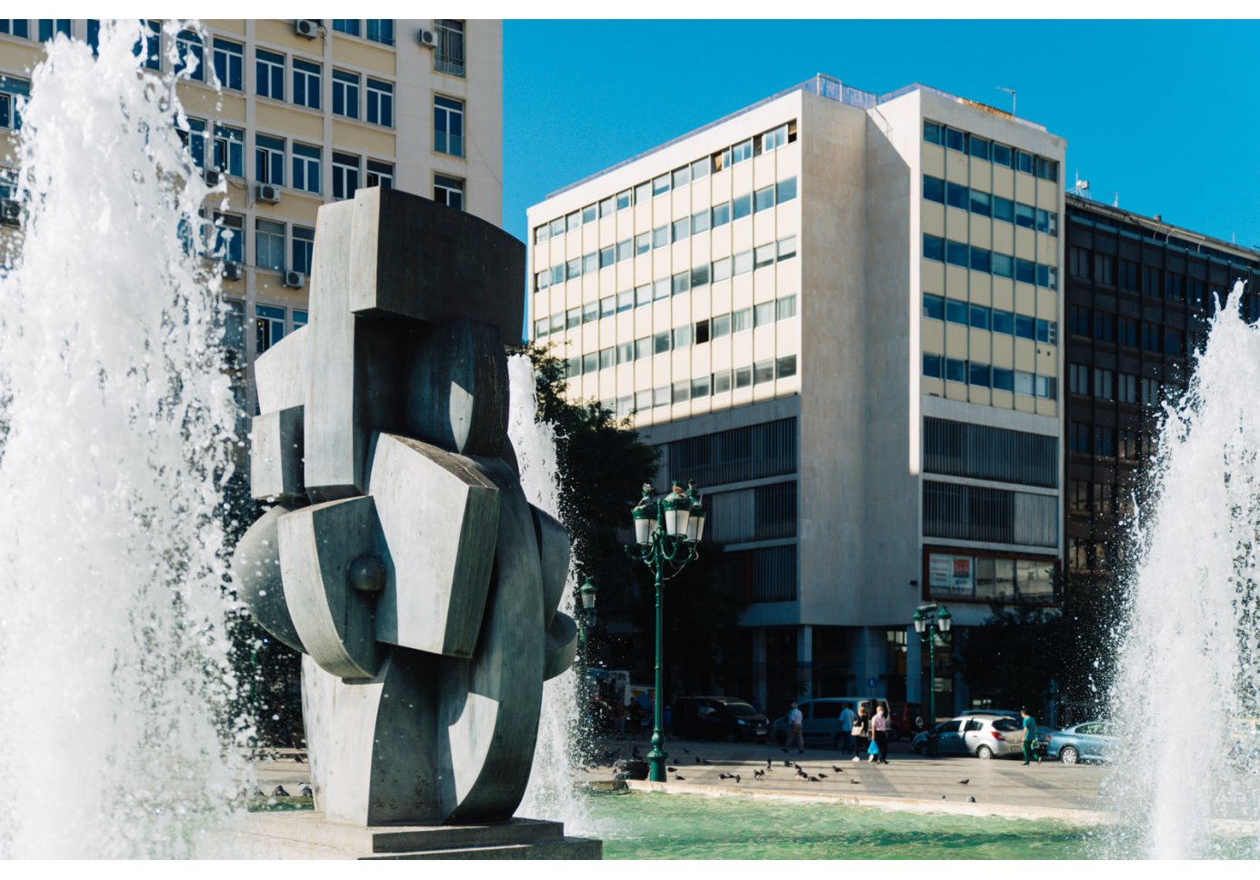 Five Circles status in Omonia Square in Athens