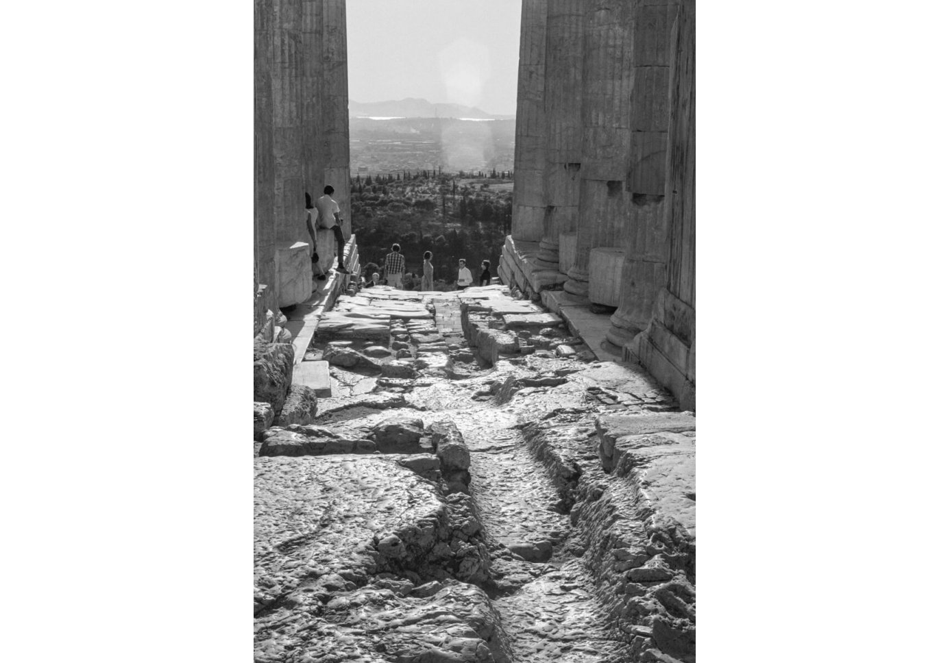 People at the Propylaea of the Parthenon in the 1950s. Photo by Robert McCabe. 